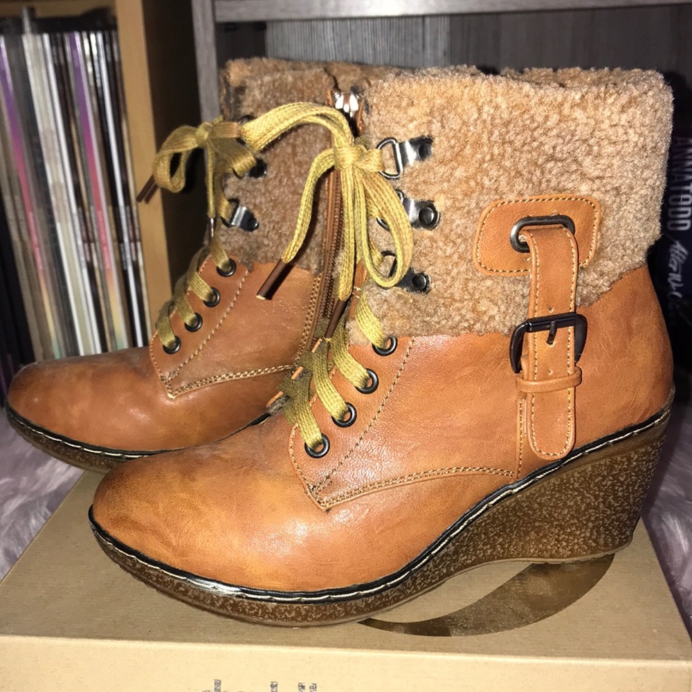 Brown Fur-Trimmed Booties - Patrizia by SpringStep